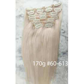 Color 60-613 50cm XXL 10pc 170g High quality Indian remy clip in hair