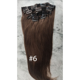 Color 6 45cm XXXL 10pc 220g High quality Indian remy clip in hair