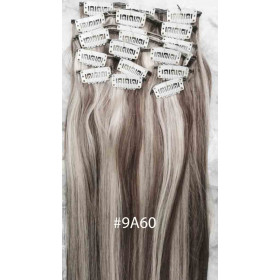 Color 9A-60 50cm 10pc 120g High quality Indian remy clip in hair