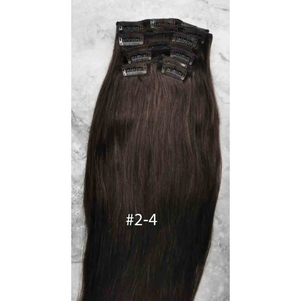 Color 2-4 Chocolate brown mix 50cm 10pc 120g High quality Indian remy clip in hair