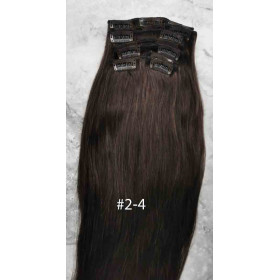 Color 2-4 Chocolate brown mix 55cm 10pc 120g High quality Indian remy clip in hair
