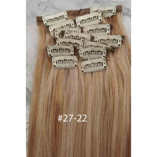 Color 27-22 55cm 10pc 120g High quality Indian remy clip in hair