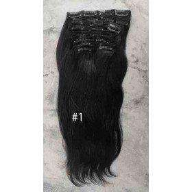 Color 1 50cm XXXL 10pc 220g High quality Indian remy clip in hair