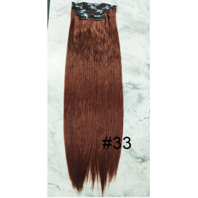 *33 Mahogany brown 55-60cm clip in hair extensions 10pc set- straight, Synthetic hair