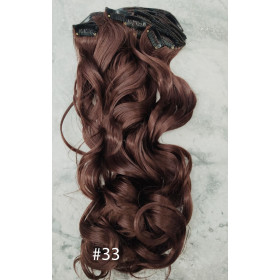 *33 Mahogany brown 55-60cm clip in hair extensions 10pc set- wavy, Synthetic