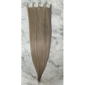 *171-24 Ash highlighted blonde mix 55-60cm clip in hair extensions 10pc set- straight, Synthetic hair