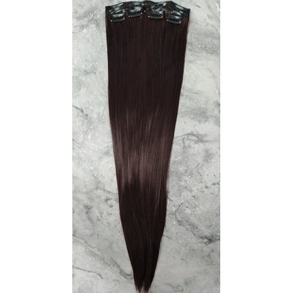 *2M33 Mahogany brown mix 55-60cm clip in hair extensions 10pc set- straight, Synthetic hair