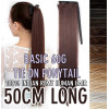 Color 4 50cm Basic 60g 100% silky straight Indian human hair tie on ponytail
