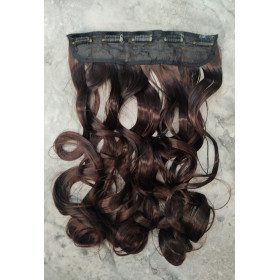 Color 2-33 dark brown mix  ne piece XXL, 5 clips wavy clip in hair extensions by proextend synthetic hair (60cm)