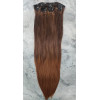 *2T-30 Chestnut brown ombre 55-60cm clip in hair extensions 10pc set- straight, Synthetic hair
