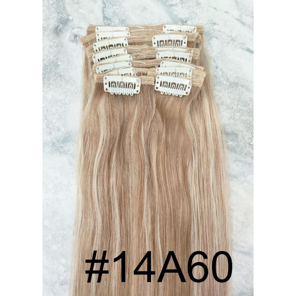 Color 14A60 55cm XXL 10pc 170g High quality Indian remy clip in hair