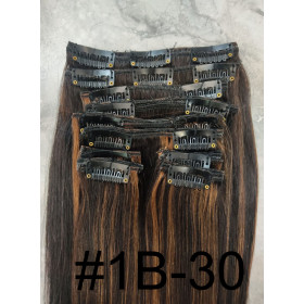 Color 1b-30 30cm 10pc 120g High quality Virgin Indian remy clip in hair