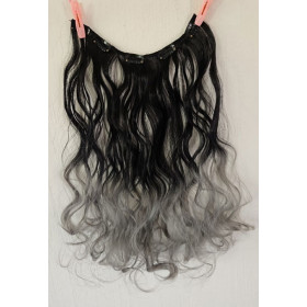 SALE Black grey ombre volumizer 50g, wavy clip in hair extensions by ProExtend synthetic hair (60cm)