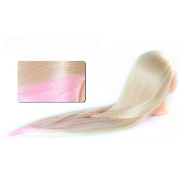 Blonde pink practice mannequin head, Synthetic heat resistant hair