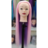 Pink purple practice mannequin head, Synthetic heat resistant hair