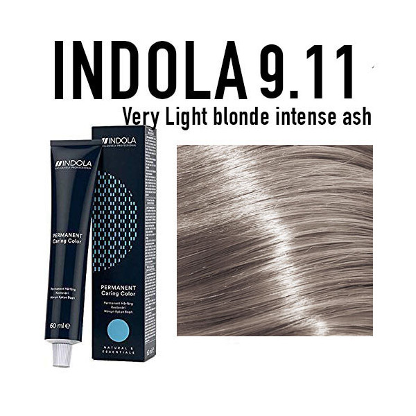 9.11 Very light blonde intense ash Indola  rofessional 60ml +60ml 20vol developer
