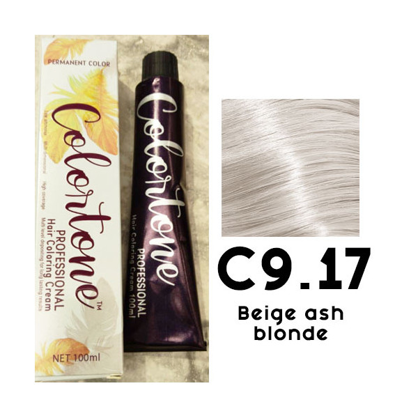 C9-17 Beige ash blonde toner tint Colortone professional  100ml +100ml 20 vol developer