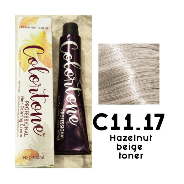 c11-17 Hazelnut beige toner Colortone professional  100ml +100ml 20 vol developer