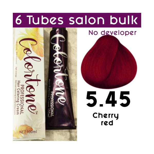 5.45 Cherry red - 6 TUBES pack  (same color, no developer) Colortone professional 100ML