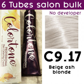 C9.17 Beige ash blonde toner - 6 TUBES pack  (same color, no developer) Colortone professional 100ML