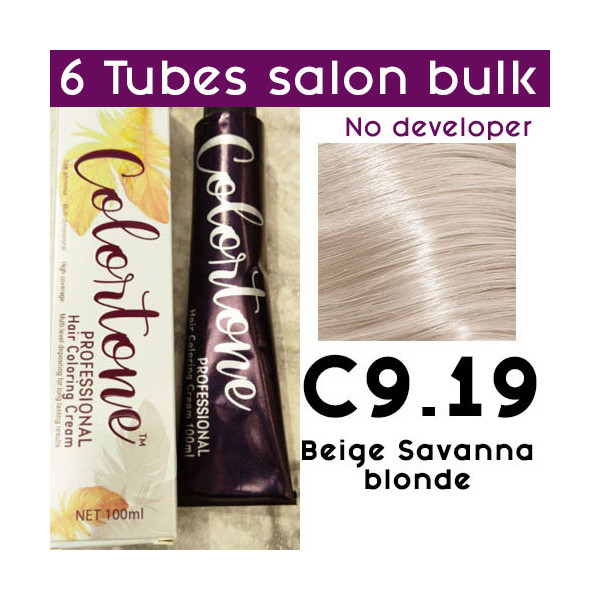 C9-19 beige savanna blonde toner - 6 TUBES pack  (same color, no developer) Colortone professional 100ML