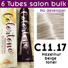 C11-17 hazelnut beige blonde toner - 6 TUBES pack  (same color, no developer) Colortone professional 100ML