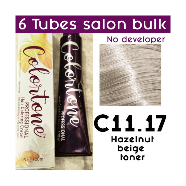 C11-17 hazelnut beige blonde toner - 6 TUBES pack  (same color, no developer) Colortone professional 100ML