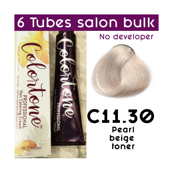 C11-30 Pearl beige blonde toner - 6 TUBES pack  (same color, no developer) Colortone professional 100ML