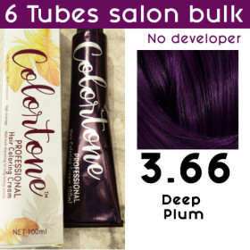 3.66 Deep plum- 6 TUBES pack  (same color, no developer) Colortone professional 100ML