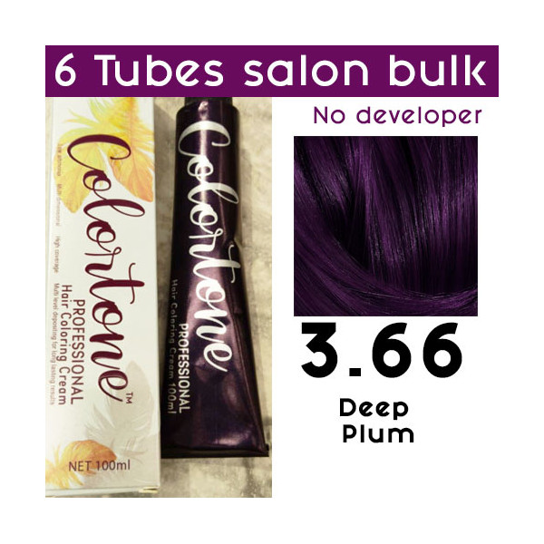 3.66 Deep plum- 6 TUBES pack  (same color, no developer) Colortone professional 100ML