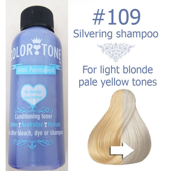100ml Colortone 109 Silvering ( violet base) toner shampoo for light blonde  hair (Semi permanent)