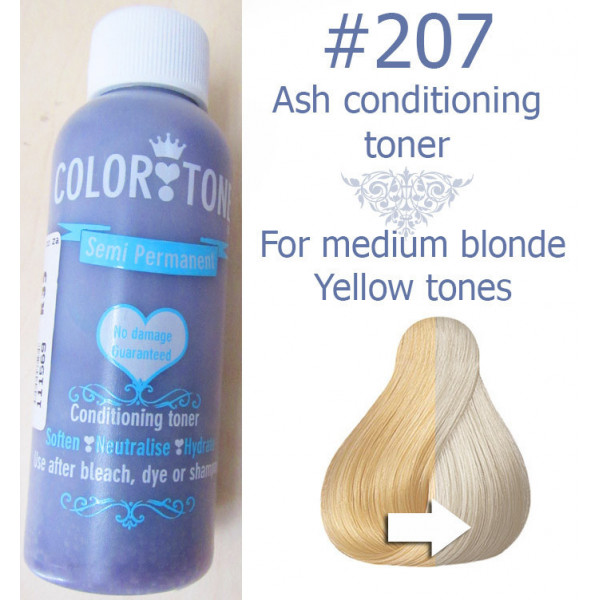 100ml Colortone 207 medium Ash(blue violet) toner for medium blonde hair  (Semi permanent)