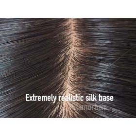 Color 2 dark chocolate brown 12x14cm (30-35cm long) Crown topper. Full silk base,100% Indian remy human hair