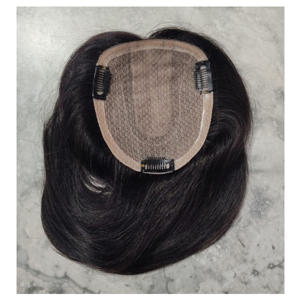 Color 1b natural black 12x14cm (30-35cm long) Crown topper. Full silk base,100% Indian remy human hair
