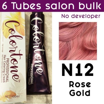 N12 Rose gold - 6 TUBES pack  (same color, no developer) Colortone professional 100ML