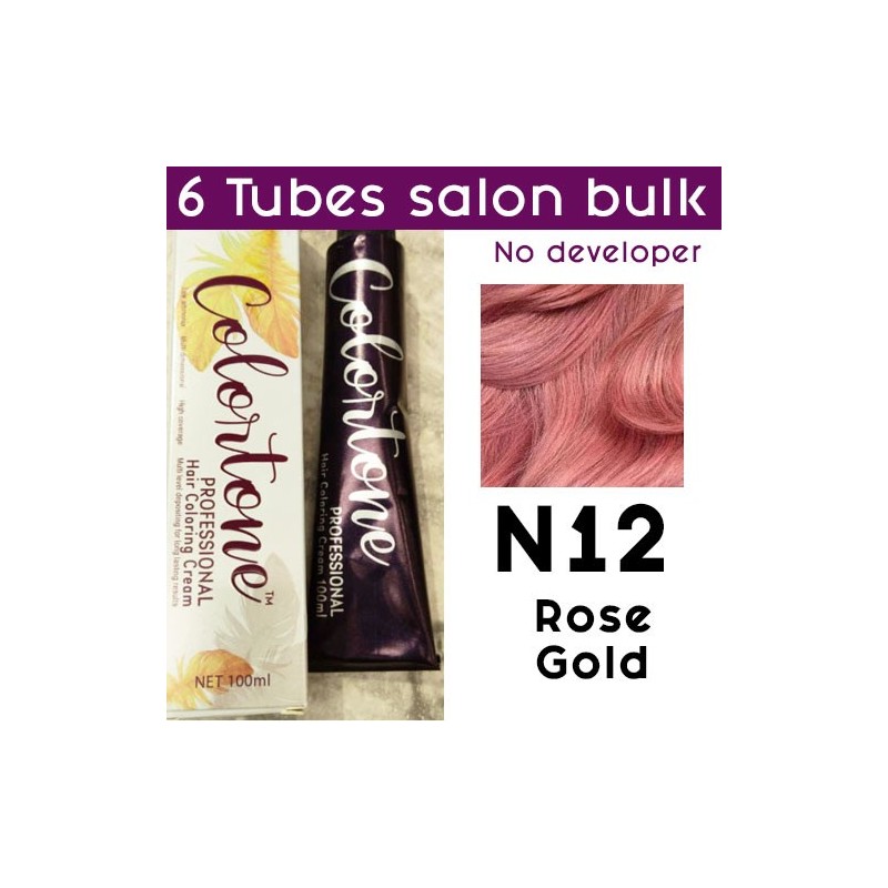 N12 Rose gold - 6 TUBES pack  (same color, no developer) Colortone professional 100ML