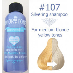 500ml Colortone 107 Medium ash (blue violet) shampoo for medium blonde hair. Semi permanent