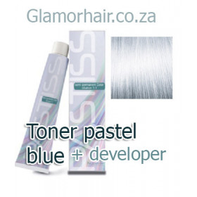 Pastel blue Nouvelle Pastiss semi permanent color toner (orange yellow neutralising) + 60ml 5vol developer