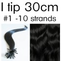 color 1 Jet black 30cm I tip Indian remy human hair (10 strands in a bundle)