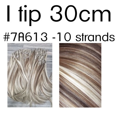 Color 7A613 30cm I tip European remy human hair (10 strands)