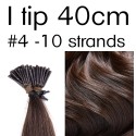 Color 4 40cm I tip Indian remy human hair (10 strands in a bundle)