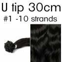 Colors 1 Jet black  30cm U tip Virgin  Indian remy human hair (10 strands)