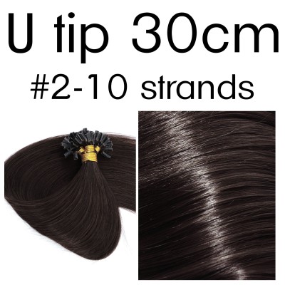 Color 2 30cm U tip Indian remy human hair (10 strands)