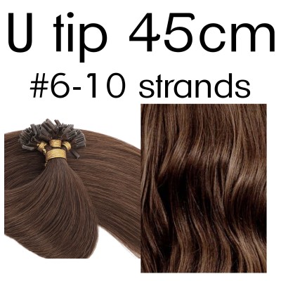 Colors 6  45cm U tip Indian remy human hair (10 strands)