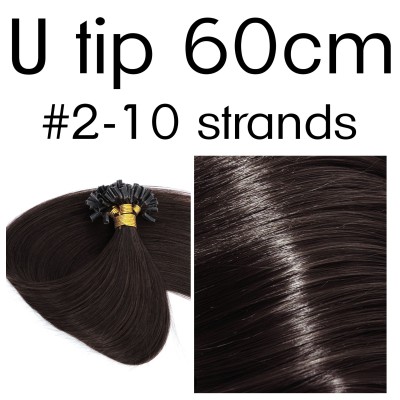 Color 2 60cm U tip Indian remy human hair (10 strands)