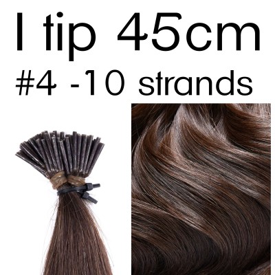 Color 4 45cm I tip Indian remy human hair (10 strands in a bundle)