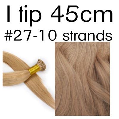 Color 27 45cm I tip European remy human hair (10 strands in a bundle)