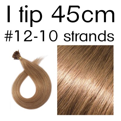Color 12 45cm I tip European remy human hair (10 strands in a bundle)