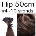 Color 4 50cm I tip Indian remy human hair (10 strands in a bundle)