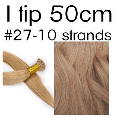Color 27 50cm I tip European remy human hair (10 strands in a bundle)